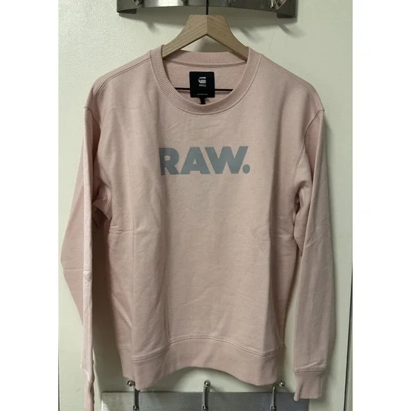 G-Star Raw Women Size Large Premium Core Raw Crewneck Sweatshirt Blush Pink - Picture 3 of 13